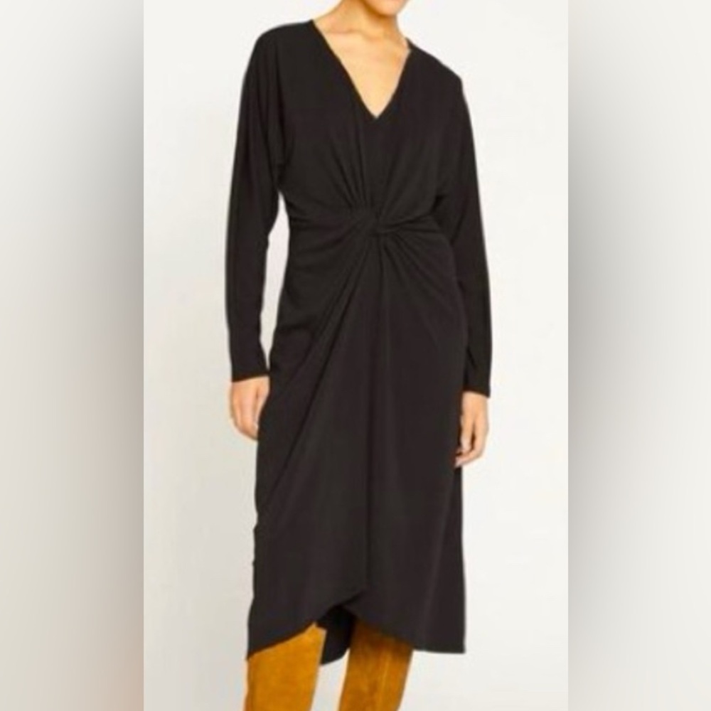 NWT - Universal Standard Plunge Neck Twist Midi Dress in Black Size Medium